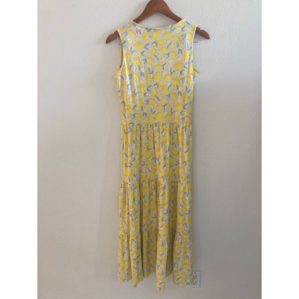 NWOT Lands' End Tiered Lemon print Maxi Dress Yellow sleeveless stretch XS (2-4) - Picture 6 of 8